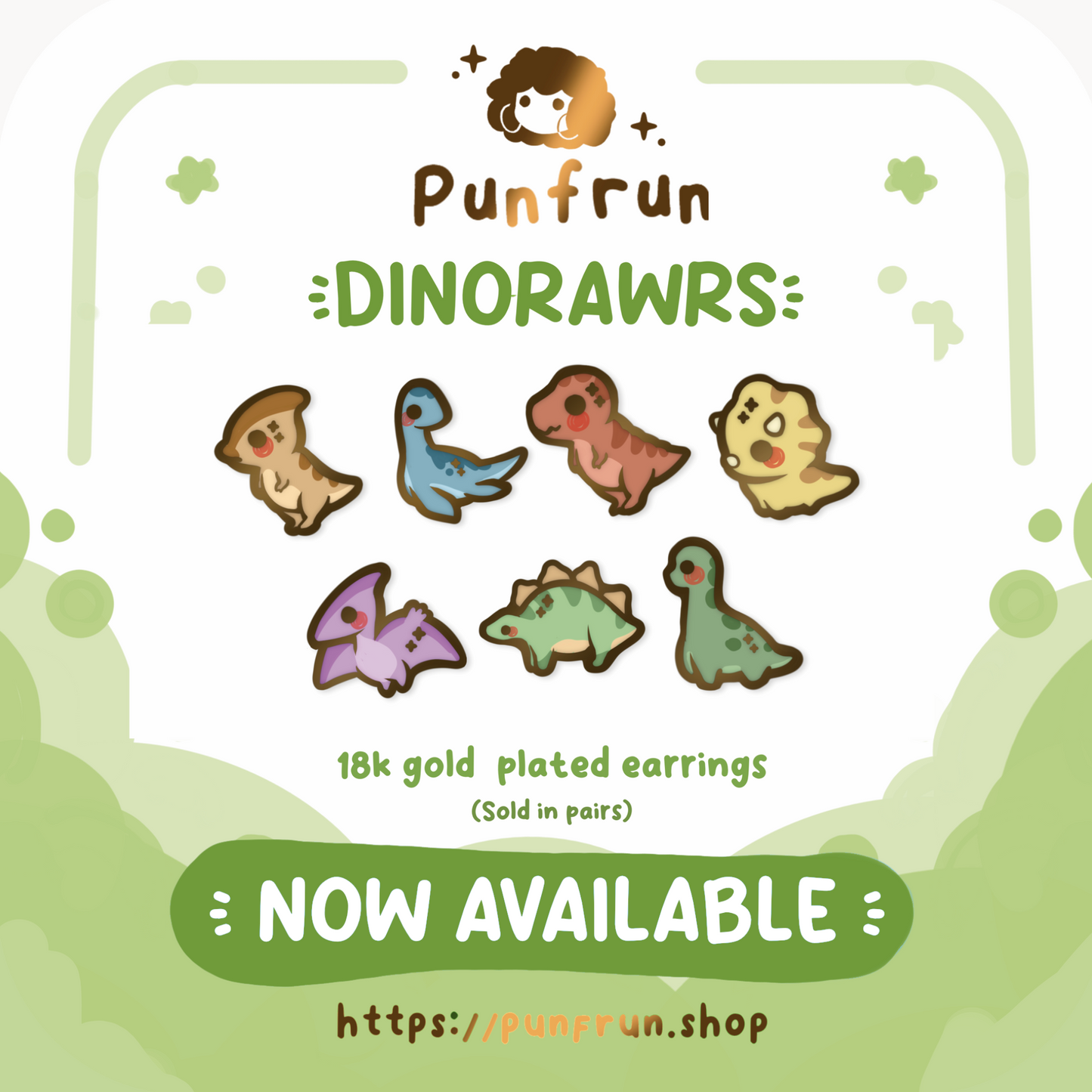 EARRINGS ✦ Dinorawrs - Pharasaurolophus